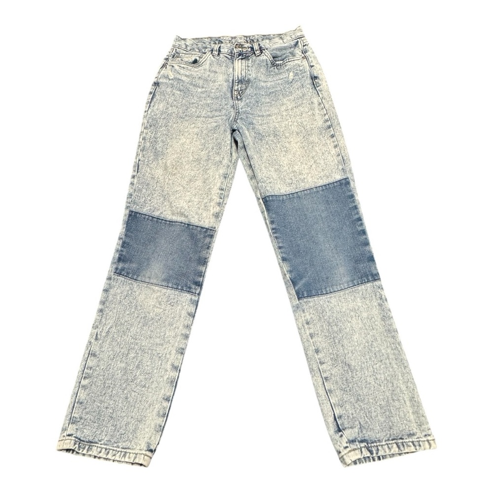 Aeropostale Straight Super High Rise Patch Demin Jeans Size 4 Light Wash 1990's